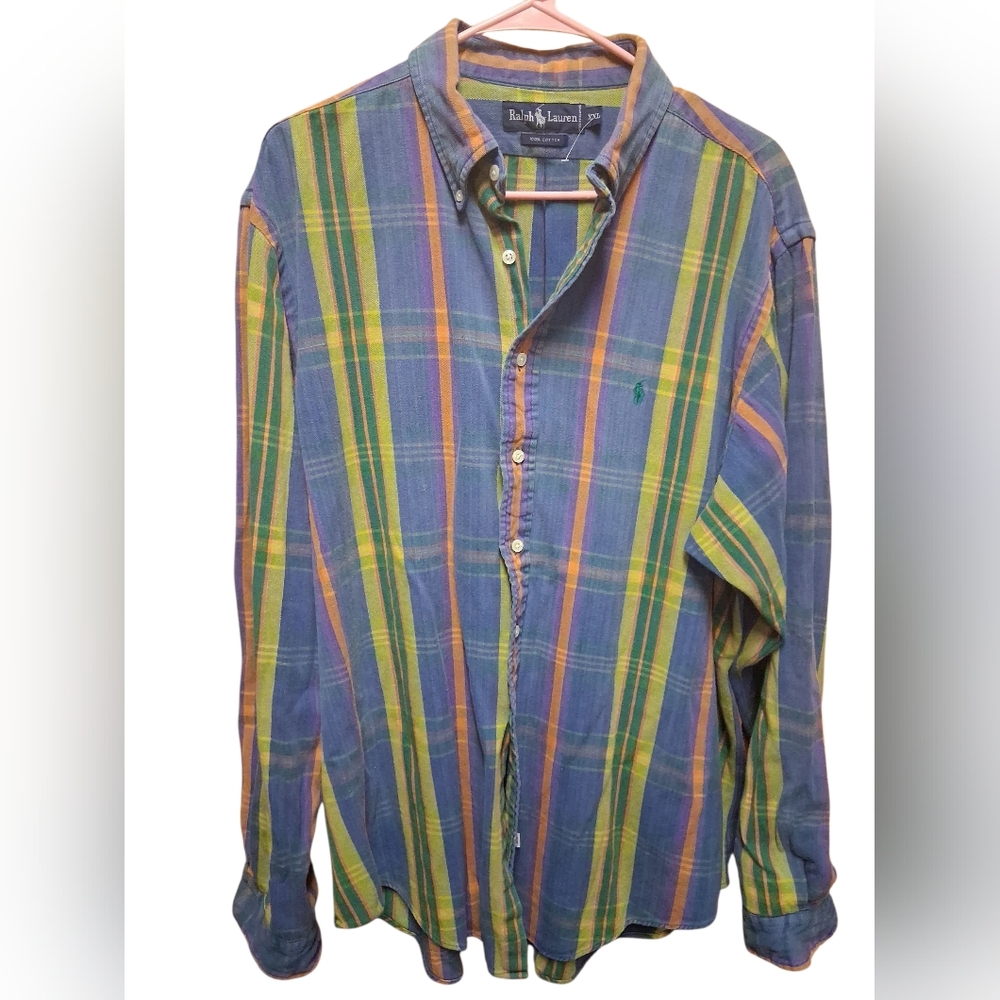 Ralph Lauren Blue , Green, Orange Plaid Men's Shirt